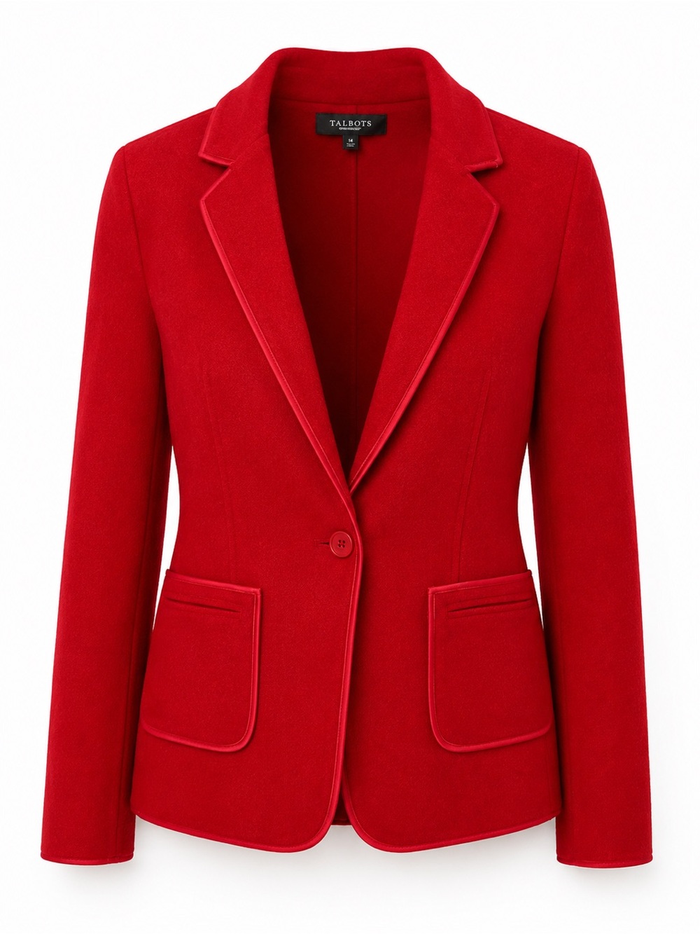 Talbots Red Single-Button 90% Wool Blend Blazer